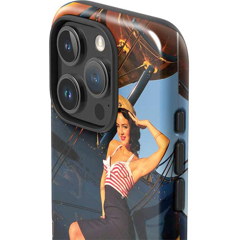 1940s Pin-Up On Stearman Biplane iPhone 16 Pro Impact Case